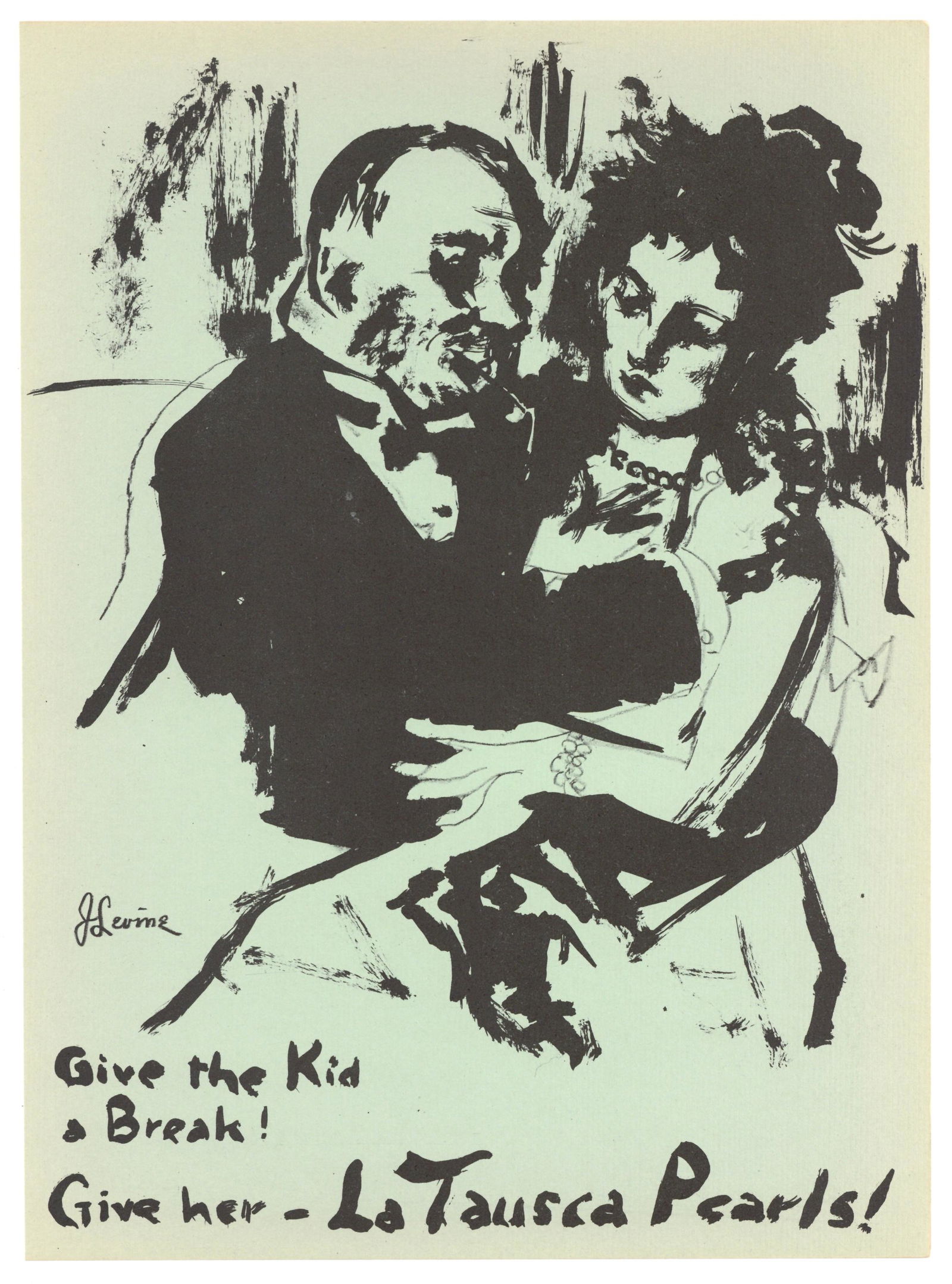 Jack Levine original lithograph: Medium: original lithograph. This lithograph was printed in 1950 for the "Improvisations" portfolio, published by the Artists Equity Association of New York on the occasion of the 1950 Spring Fantasia