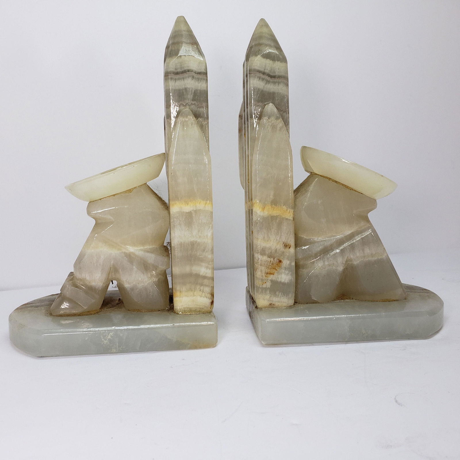 Vintage Southwest Mexican Men Resting on a Cactus Marble Bookends (1 of 7)