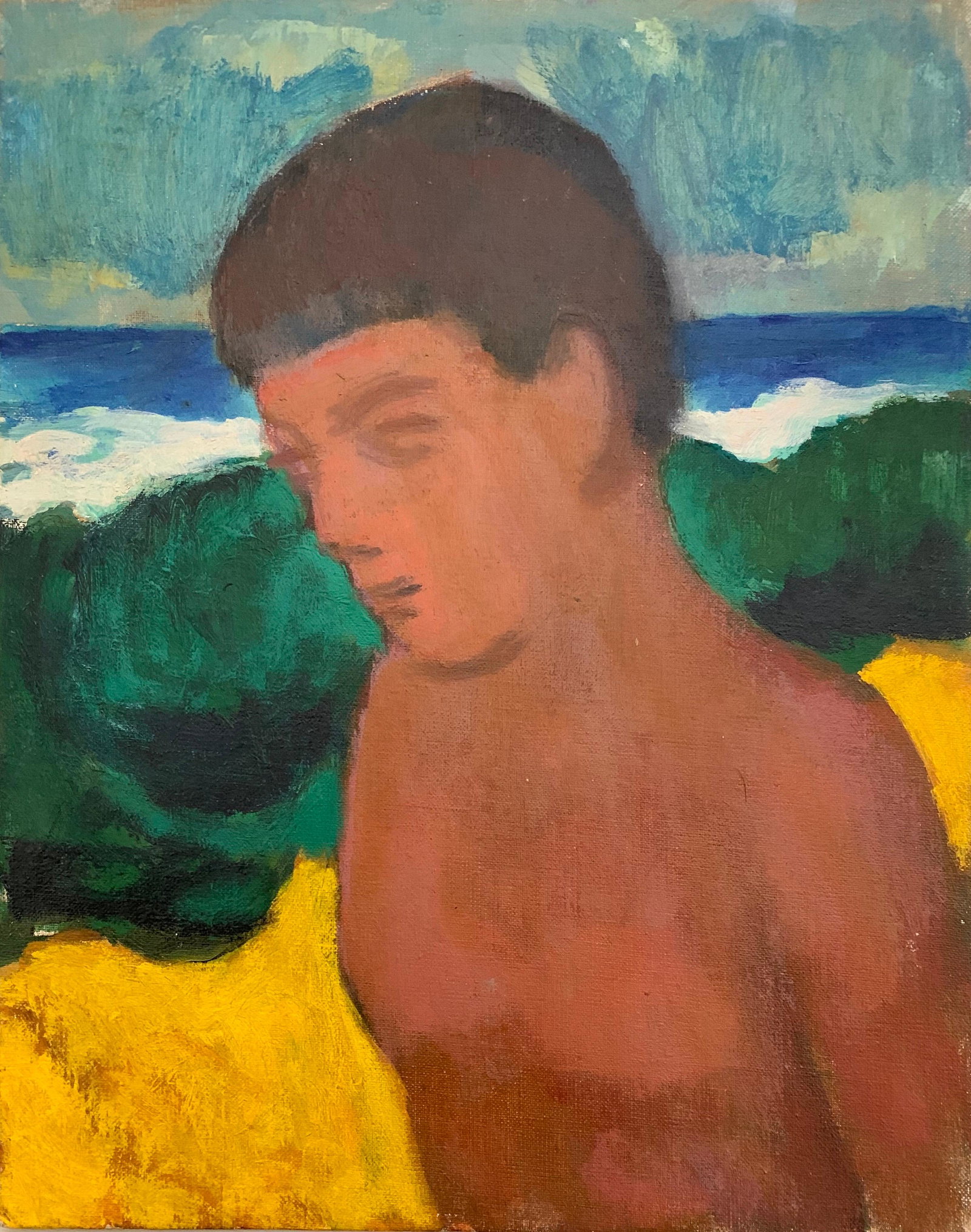 Akos Biro: AKOS BIRO (HUNGARIAN 1911-2002) EXPRESSIONIST OIL - MALE PORTRAIT AT BEACH: Creator Akos Biro (1911 - 2002) Creation Year c.1960's Dimensions Height: 45.72 cm (18 in)Width: 38.1 cm (15 in)Depth: 2.54 cm (1 in) Medium Oil Movement & Style Abstract Expressionist Period Mid-20th