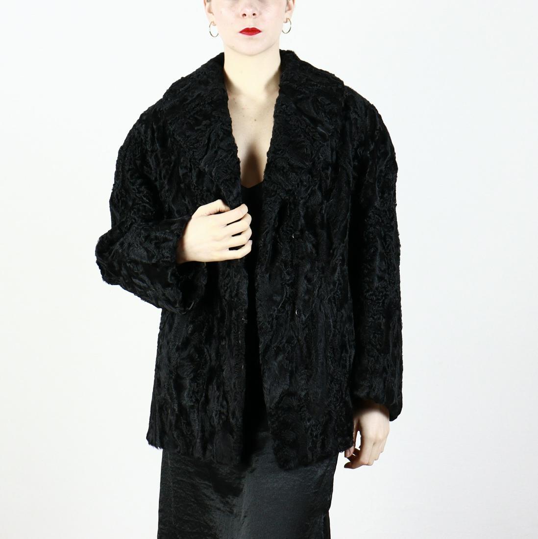 BLACK PERISAN BROADTAIL FUR JACKET US 20 EU XL (1 of 11)