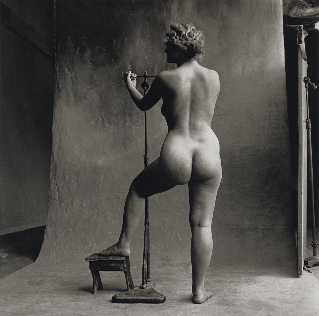 IRVING PENN - Sculptor's Model, Paris, 1950: Artist: Irving Penn Title: Sculptor's Model, Paris, 1950 Medium: Photo Litho,1991, USA Dimensions: 9.2x9.1" Description: Heat Wax Mounted on 11x14" Conservation Board Artist Bio: Irving Penn (1917-200