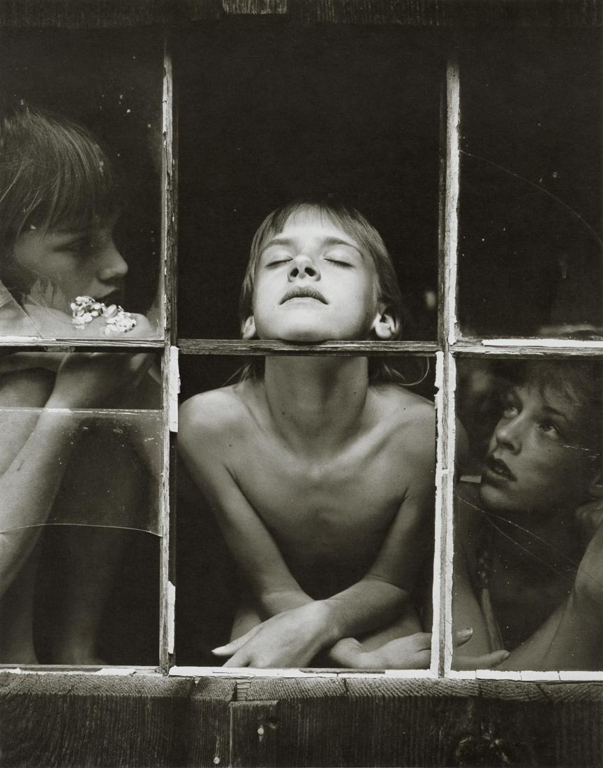 JOCK STURGES - Christina, Misty Dawn and Alisa, 1989: Artist: Jock Sturges Title: Christina, Misty Dawn and Alisa, Northern California, 1989 Medium: Photo Litho, 1991, Italy Dimensions: 7.55x9.6" Description: Heat Wax Mounted on 11x14" Conservation Board