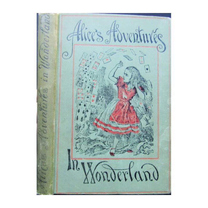 Alice's Adventures in Wonderland: Publishers pictorial green cloth with black title. Black title to spine. Colour top page-block. Frontispiece plate with tissue-guard. With forty-two illustrations by John Tenniel. Minor spotting. A ve
