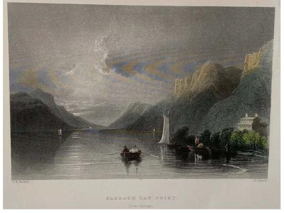Sabbath Day Point, Lake George (New York) - Antique steel engraving (1 of 4)