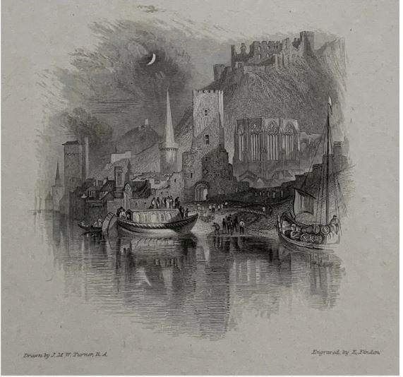 Bacharach, on the Rhine. 1833: Bacharach, on the Rhine. Published on 1833.; Artist: after Joseph Mallord William Turner (7751? - 1851) Engraver: Edward Francis Finden (1791-1857) Publisher: John Murray; Plate size: 23,1 x17,8 cms;