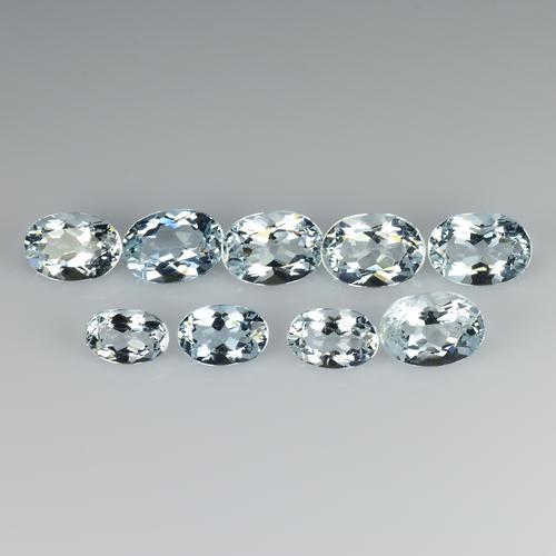 9 PCS 4.75 CTS NATURAL AQUAMARINE OVAL SHAPE GOOD LUSTER LIGHT BLUE LOOSE GEMSTONES (1 of 2)