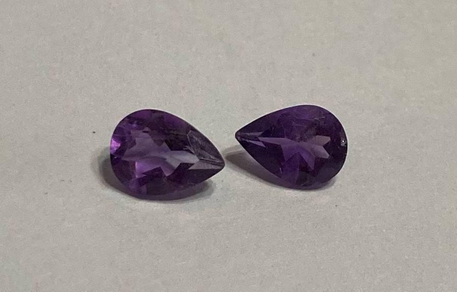 Pair of Natural Amethyst 2.00tcw Pear Dark Purple VVS (1 of 2)
