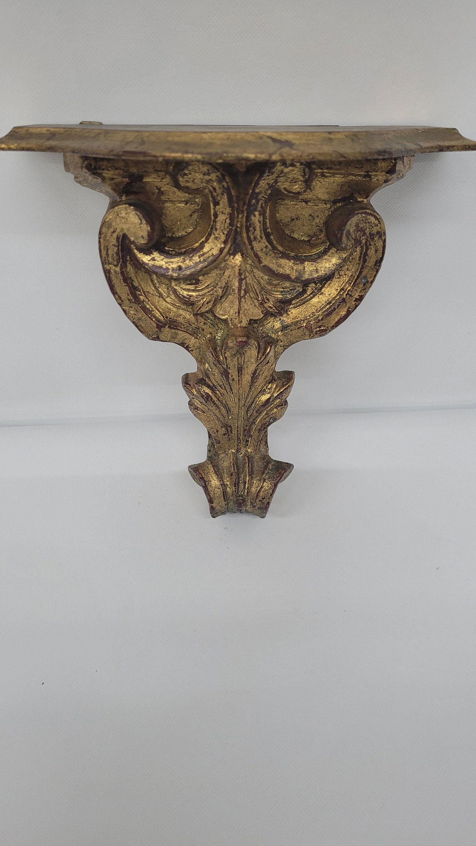 Vintage Wall Shelf Sconce Display Gold Gilt Wood Italian (1 of 8)