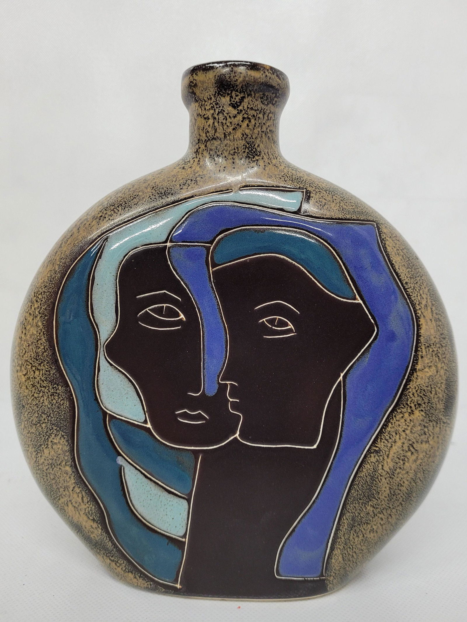 Vintage Face Vase Stoneware Art Pottery Signed Mara Mexico Modern Style Art Design (1 of 10)