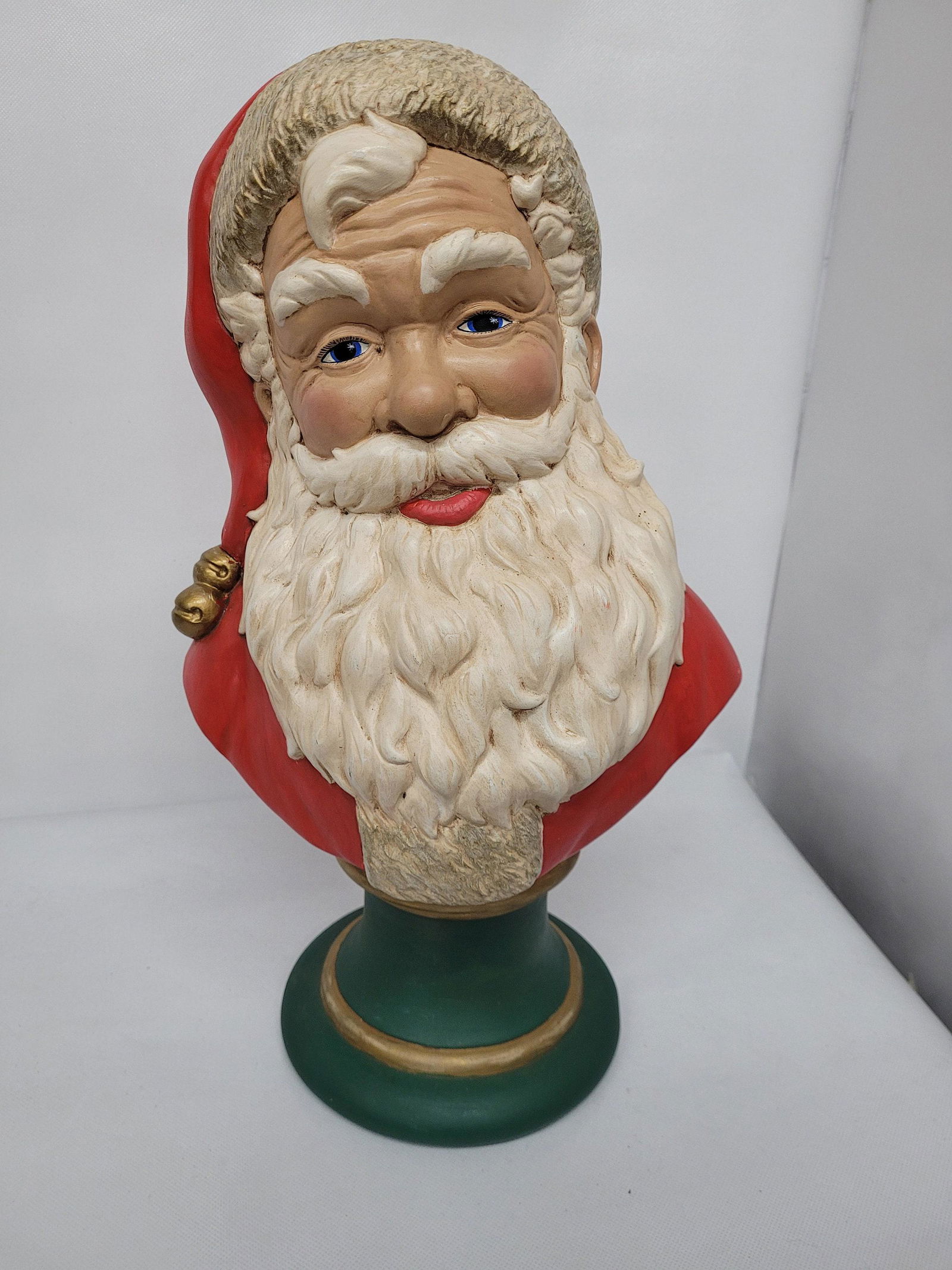 Vintage Christmas Decor Santa Bust Statue Signed 1990's Table Top Art Ceramic (1 of 7)