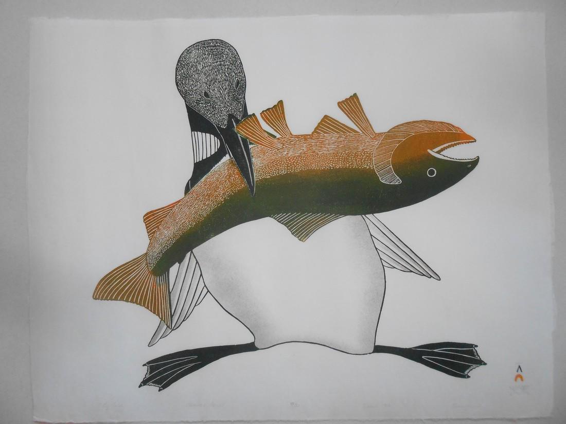 Kananginak Pootoogook R.C.A (Inuit, Cape Dorset, Canada, 1935–2010): “A Big Catch" (1 of 12)