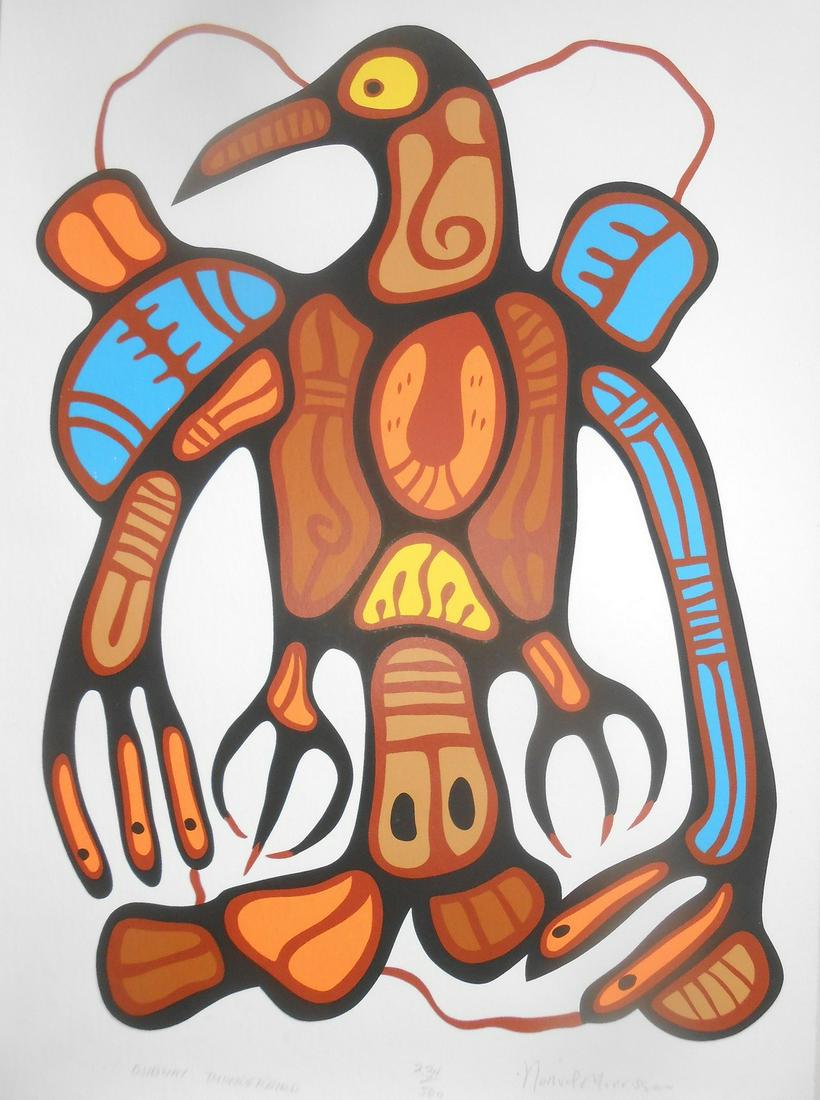 Norval Morrisseau (First Nations Artist, Ontario, Canada, 1932–2007): "Ojibway Thunderbird" (1 of 14)