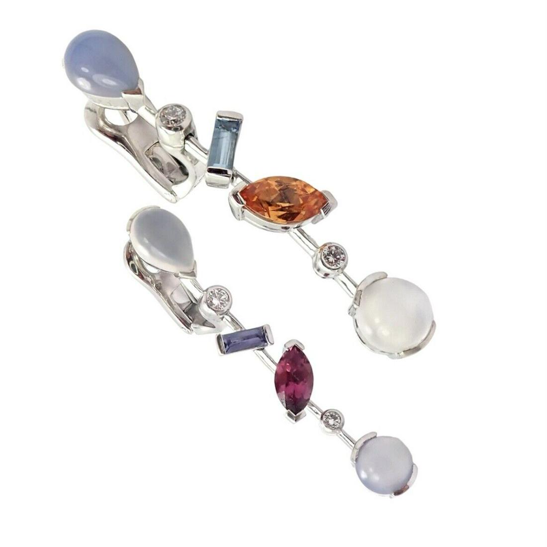 Authentic! Cartier Platinum Diamond Meli Melo Gemstone Earrings (1 of 7)