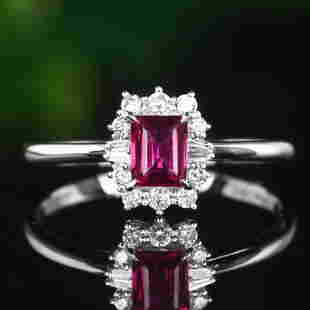 18K White Gold 0.645 CTW Ruby & Diamond Ring: Title: 18K White Gold 0.645 CTW Ruby & Diamond Ring Additional Information: Ref:5681 Gold Content:18K White Gold For people:Women Weight of Item:1.99grams Ring Size:7.25US/8.8*7.5*5mm Main Gemstone:Ru