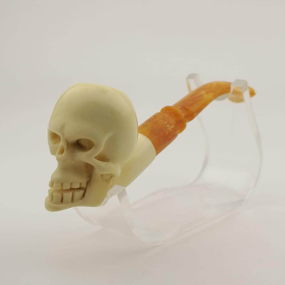 Skull Meerschaum Pipe: Title: Skull Meerschaum Pipe Materials: Meerschaum Dimension: 5.1 inch (13cm) Additional Information: Skull,Hand carved Meerschaum Pipe. Made in Turkey,Eskisehir by Meerschaum Carve Master.Best Qualit