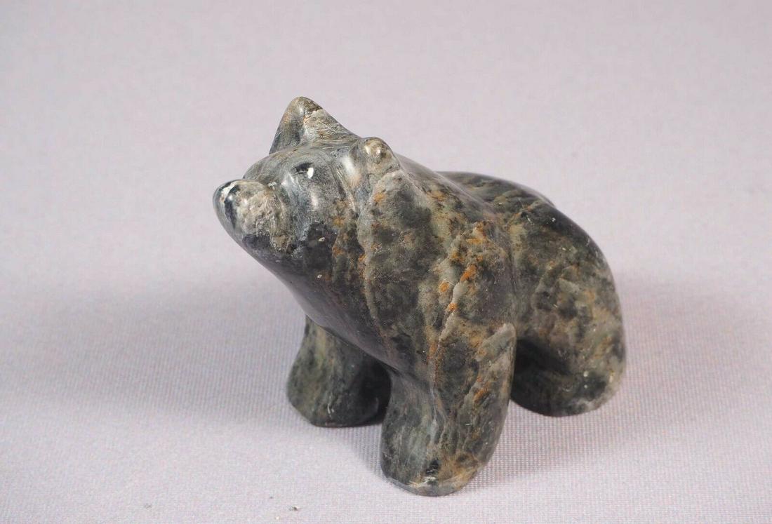 Vintage Native American Soapstone Carving BEAR Ross Parkinson: This is a vintage Native American Figurine. The carving is a small bear figure. The figurine is made from soapstone and is very beautiful. It is made and signed by Ross Parkinson. Born in 1958, Ross P