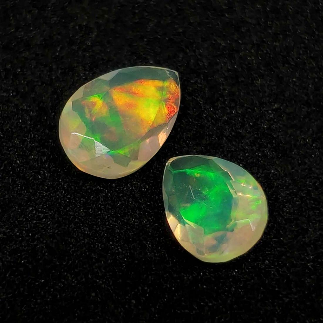 0.70 Ct Natural Ethiopian Multicolor Fire Opal Pear Cut Pair (1 of 1)