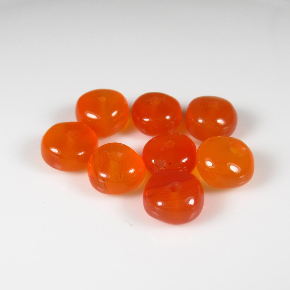 Natural Carnelian Beads - 14.72 Ct: No Reserve! Title: Natural Carnelian Beads - 14.72 Ct Origin: Brazil Weight: 14.72 Size/Dimensions: 7.3 - 7.7 mm Additional Information: Pieces : 8 No's / Shape : Drilled Round Beads / Color : Orange 