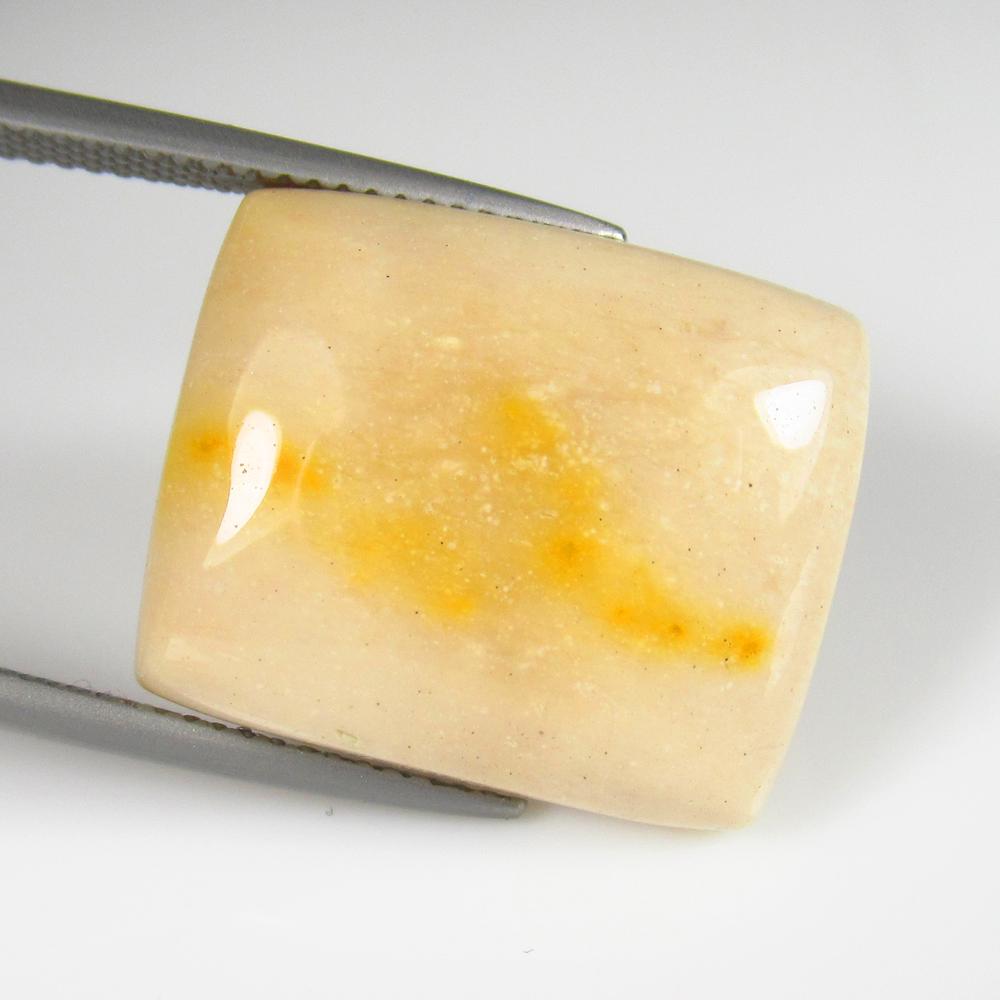 Natural Jasper Quartz - 18.54 Ct: No Reserve! Title: Natural Jasper Quartz - 18.54 Ct Origin: Brazil Weight: 18.54 Size/Dimensions: 20.0 x 17.0 x 6.6 mm Additional Information: Pieces : 1 No's / Shape : Cushion Cabochon / Color : Whit