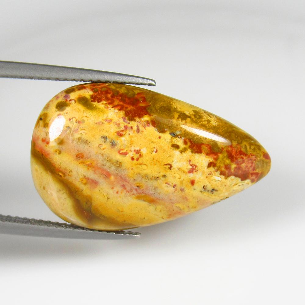 Natural Jasper Quartz - 16.66 Ct: No Reserve! Title: Natural Jasper Quartz - 16.66 Ct Origin: Brazil Weight: 16.66 Size/Dimensions: 28.0 x 16.5 x 6.3 mm Additional Information: Pieces : 1 No's / Shape : Pear Cabochon / Color : White /