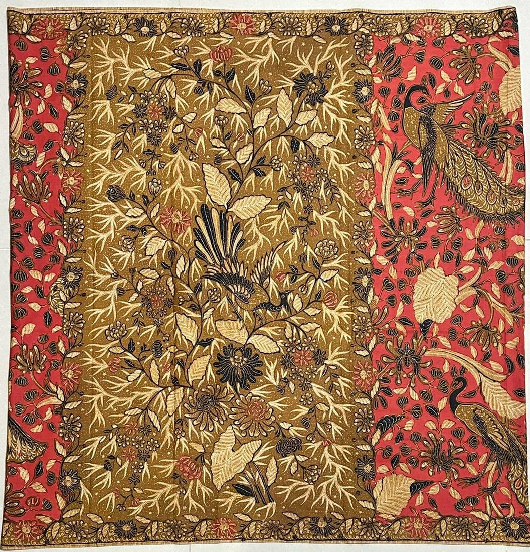 Peacock Sarong: Title: Peacock Sarong Date/Period: 1960's-70'sMaterials: Cotton with chemical dyesDimensions in cm: 200 x 104 Description: Pekalongan sarong like this especially appeals to markets beyond Indonesia. W