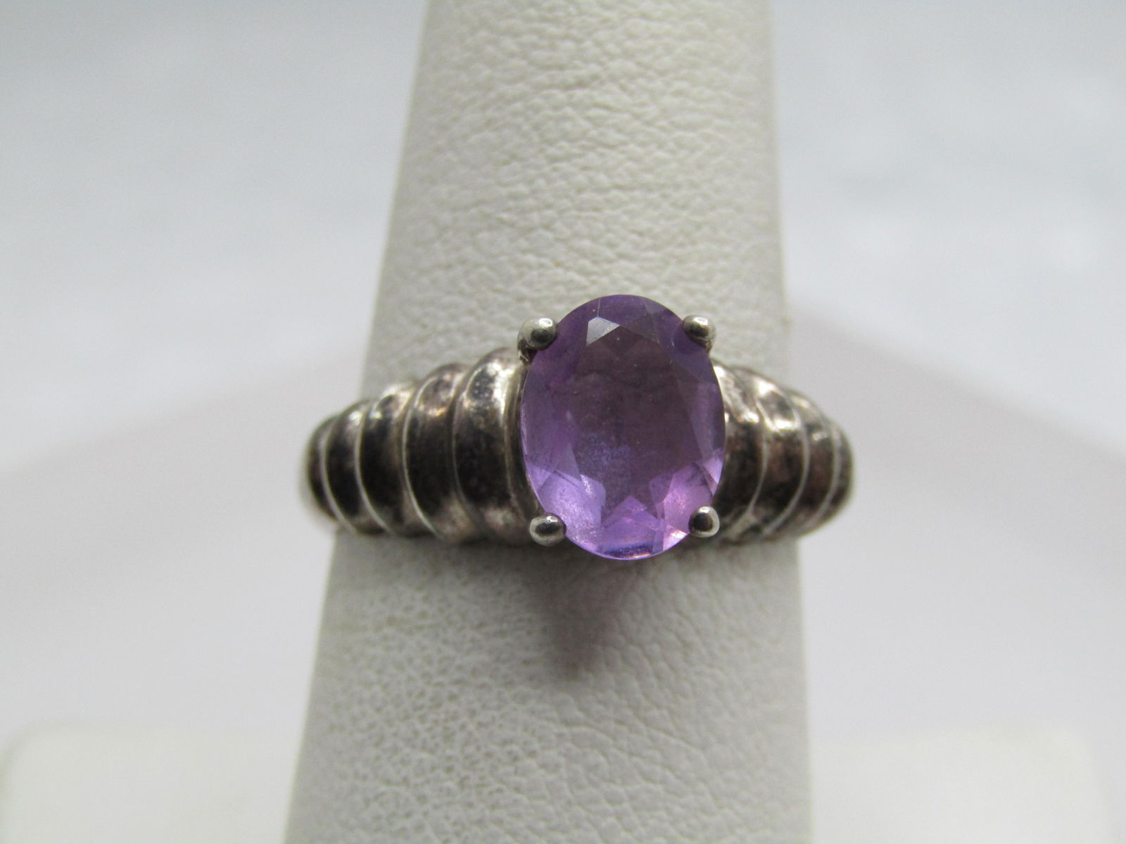 Vintage Sterling Amethyst Ring, Sz. 8.5, Signed NV (1 of 6)