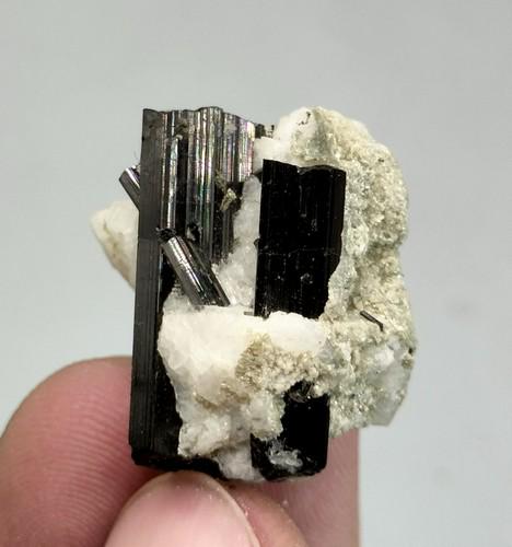 8 Gram Beautiful Natural Tourmaline With Albite Specimen: Title: 8 Gram Beautiful Natural Tourmaline With Albite Specimen Treatment: Natural Weight: 8 Gram Size/Dimensions: 25x23x12 mm Origin: Pakistan Reserve: $12.00 Shipping: Domestic: Flat-rate of $15.00 