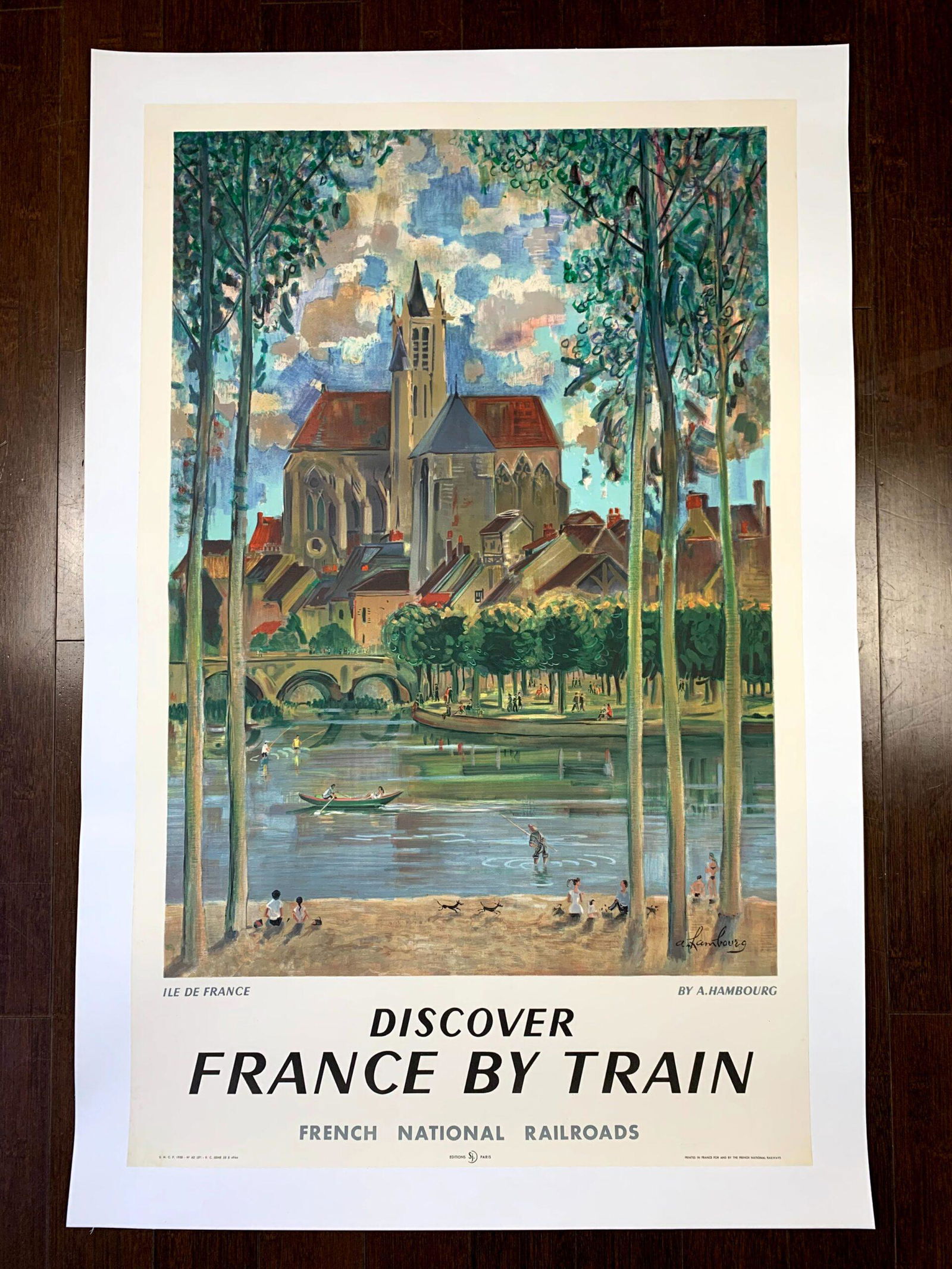 France By Train - Ile De France - Art By A. Durel (1938) 24" X 39" French Travel Poster LB (1 of 4)