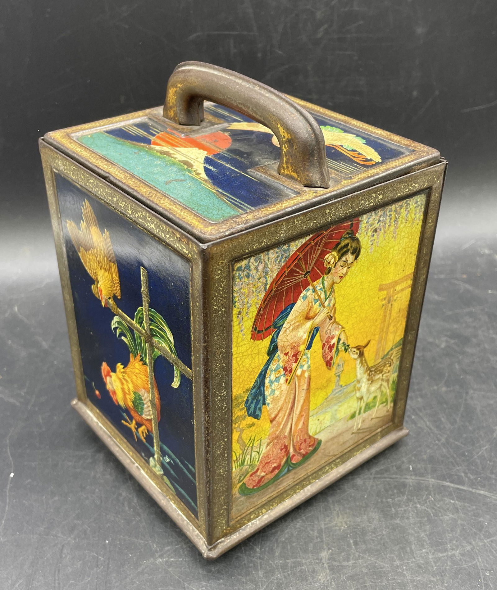 BRITISH GRAY DUNN & CO "JUST JAPANESE" BISCUIT TIN-1902 (1 of 8)