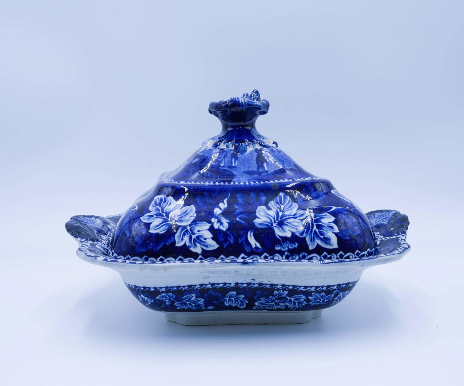 HISTORICAL STAFFORDSHIRE CHARLESTON EXCHANGE CASTLE GARDENS COVERED DISH (1 of 6)