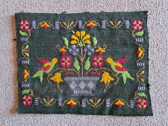Early 20th Century Floral Needlepoint Sampler (1 of 3)