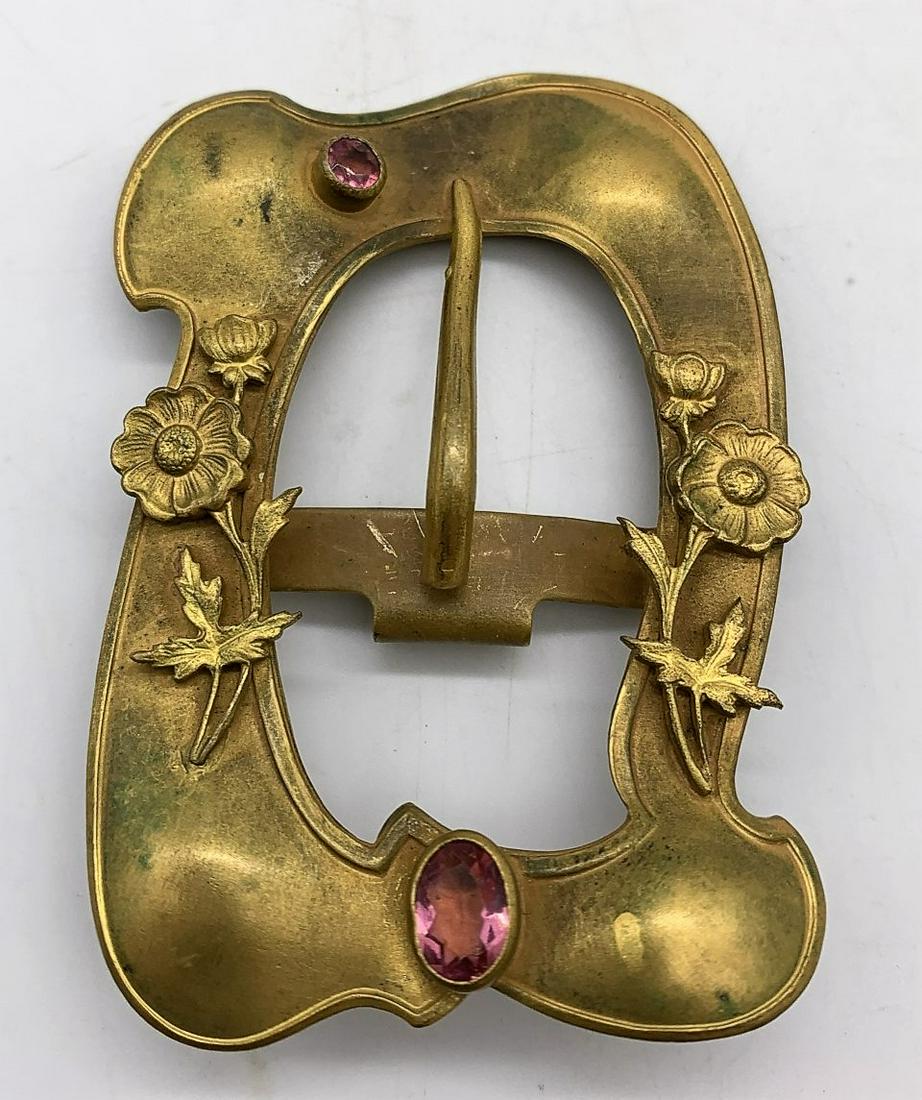 ANTIQUE JEWELRY VICTORIAN / ART DECO BELT BUCKLE WITH PURPLE STONES (1 of 6)