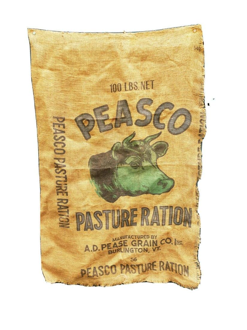 Peasco feed cow bull green graphics sack bag burlap (1 of 2)