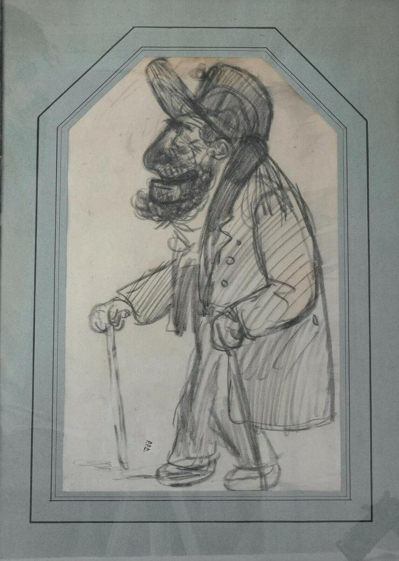 Antique Original Pencil Drawing PUVIS DE CHAVANNES (1824-1898) Man Portrait (1 of 3)