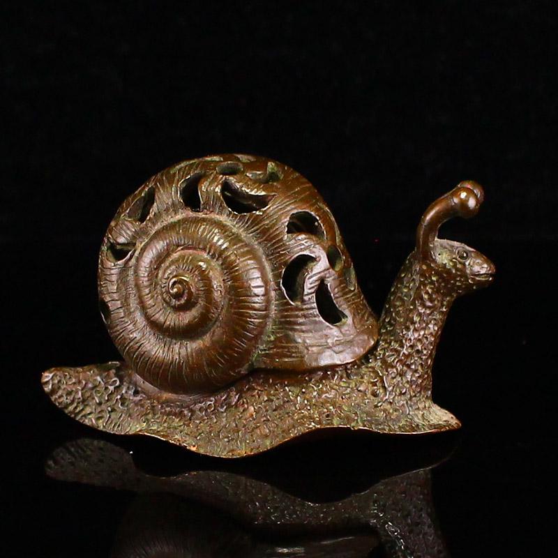 Vivid Chinese Bronze Snail Incense Burner (1 of 6)