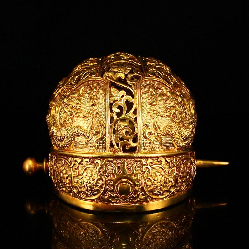 Openwork Gilt Gold Bronze Dragon Design Gentleman Hairpin (1 of 7)