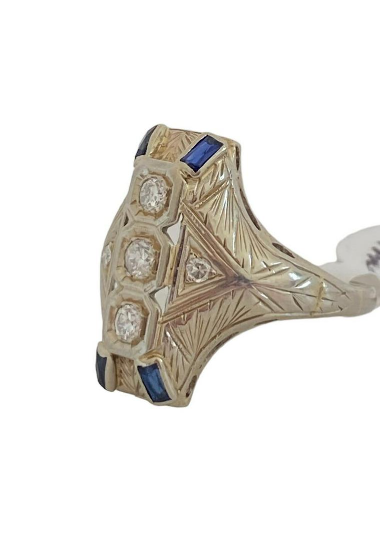 14k Antique Diamond and sapphire sheild ring (1 of 6)