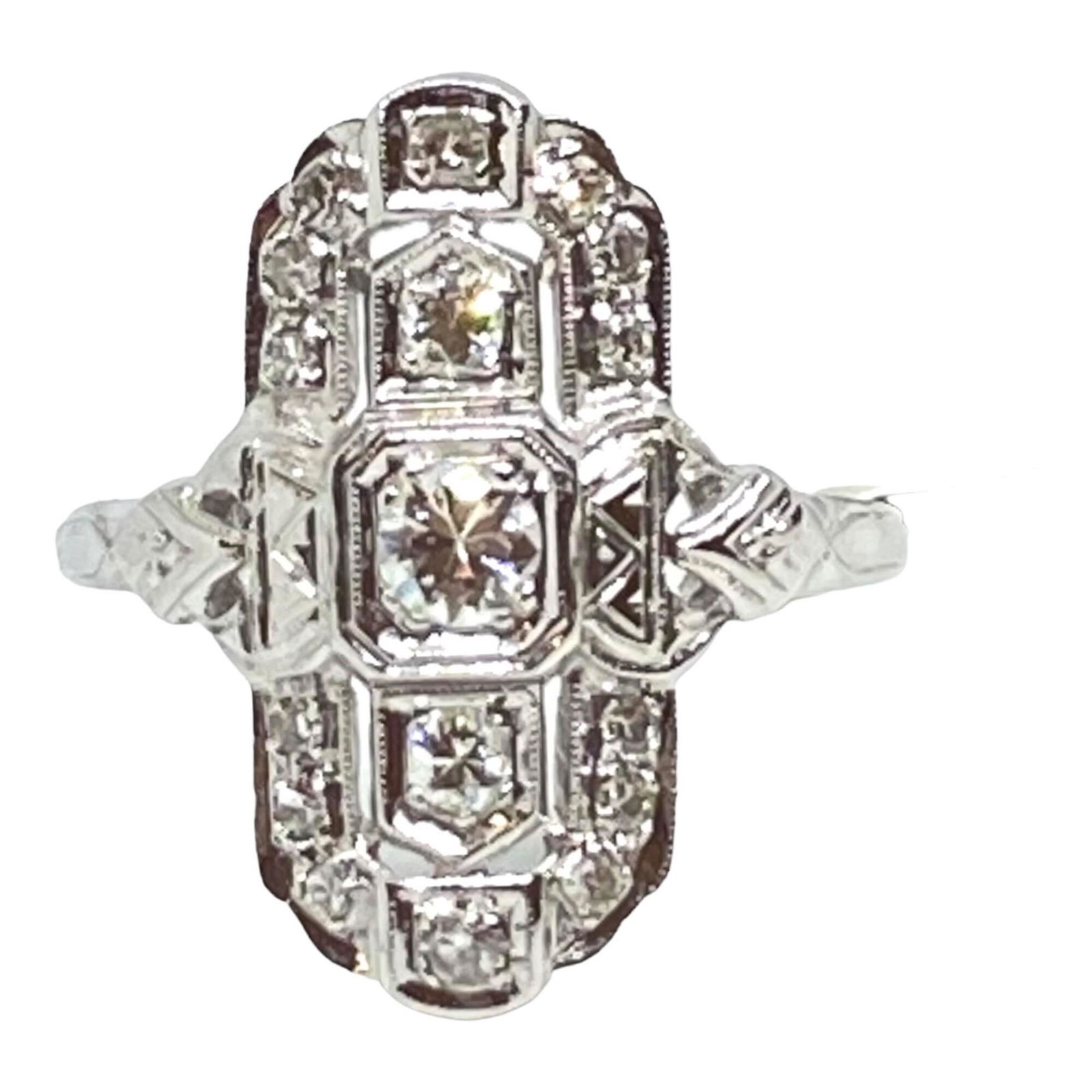 18k antique Diamond Sheild Ring (1 of 10)