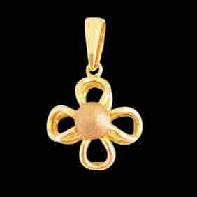18k yellow gold clover flower pendant &#8220;Made in Italy&#8221; (1 of 10)