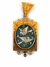 14k gold micro mosaic antique pendant and locket (1 of 8)
