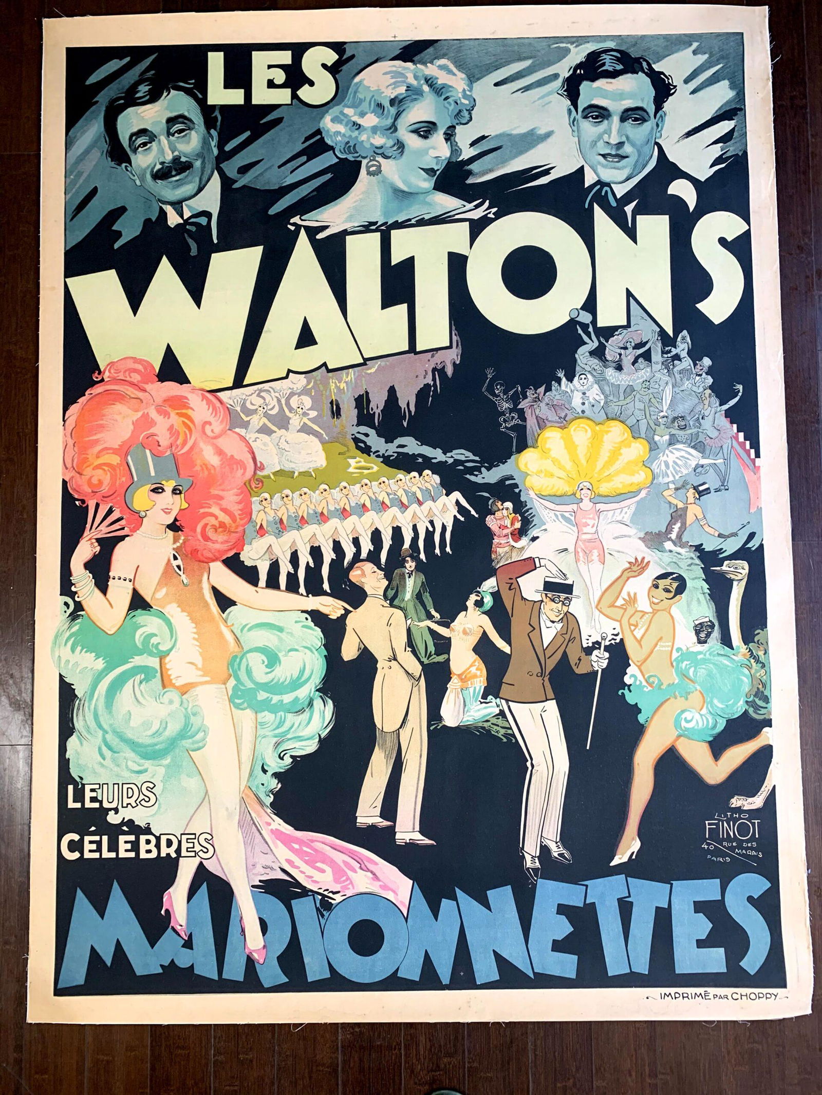 Les Walton's Marionnettes - Art By Emile Finot (1930) 47" X 63" French Poster LB (1 of 8)