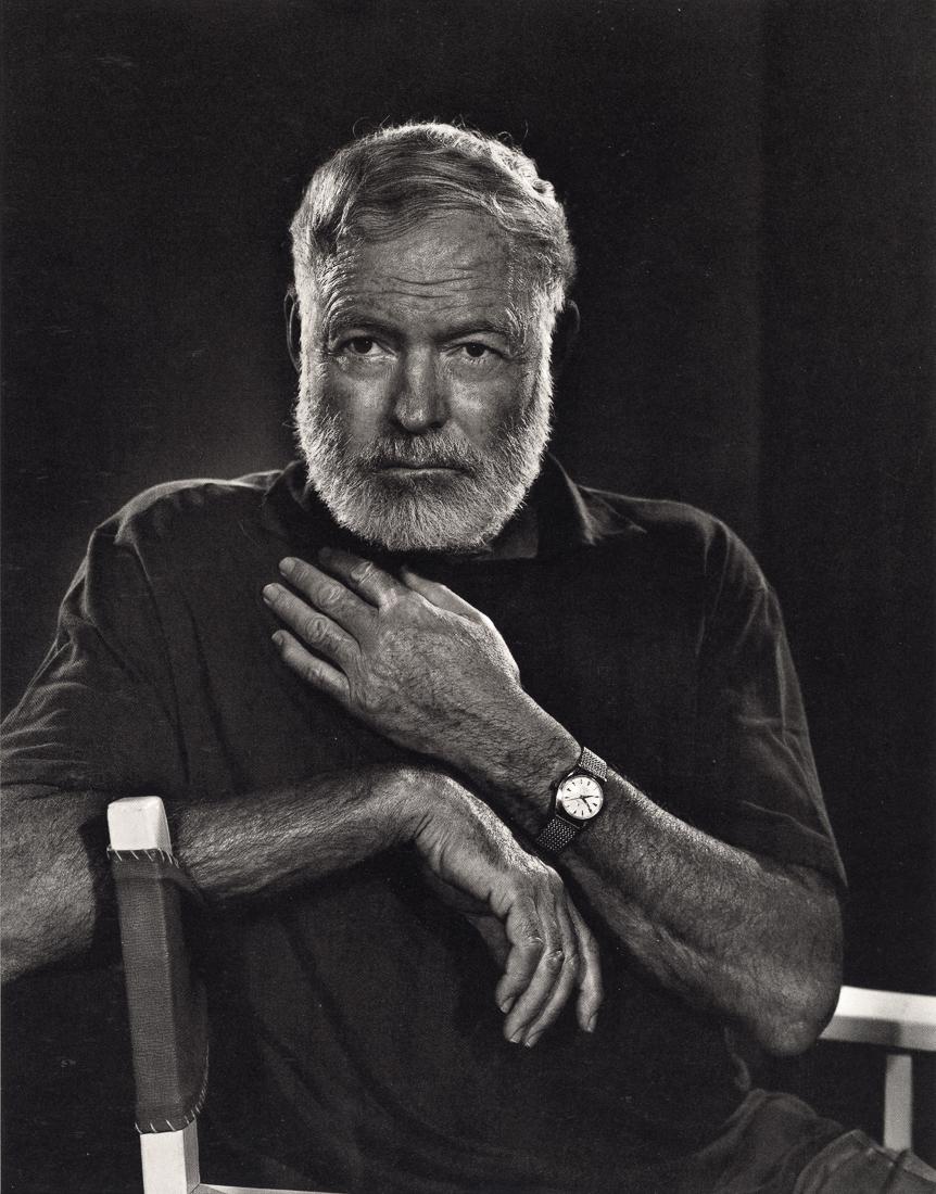 YOUSUF KARSH - Ernest Hemingway, 1957: Artist: Yousuf Karsh Title: Ernest Hemingway, 1957 Medium: Photo Litho, 1983, Switzerland Dimensions: 7.6x9.75" Description: Heat Wax Mounted on 11x14" Conservation Board Artist Bio: Yousuf Karsh (190