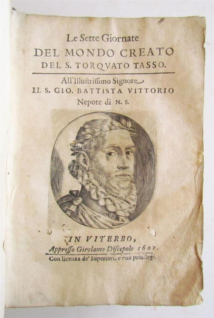 1607 LE SETTE GIORNATE DEL MONDO CREATO DEL S. TORQUATO TASSO antique vellum (1 of 12)