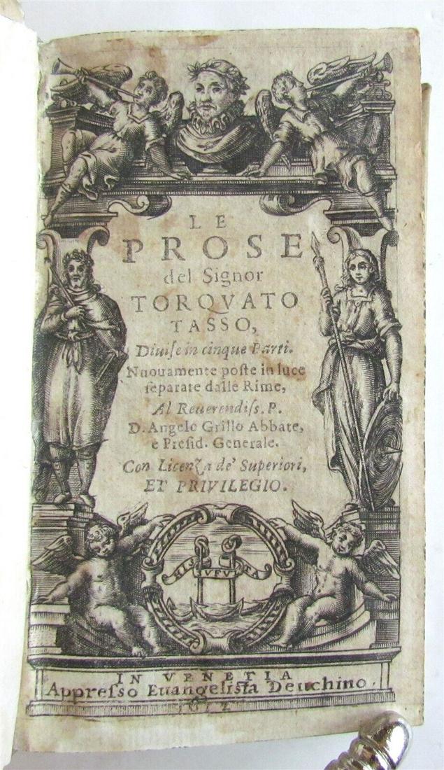 1612 Le Prose Del Signor Torquato Tasso antique in Italian 17th CENTURY vellum (1 of 10)