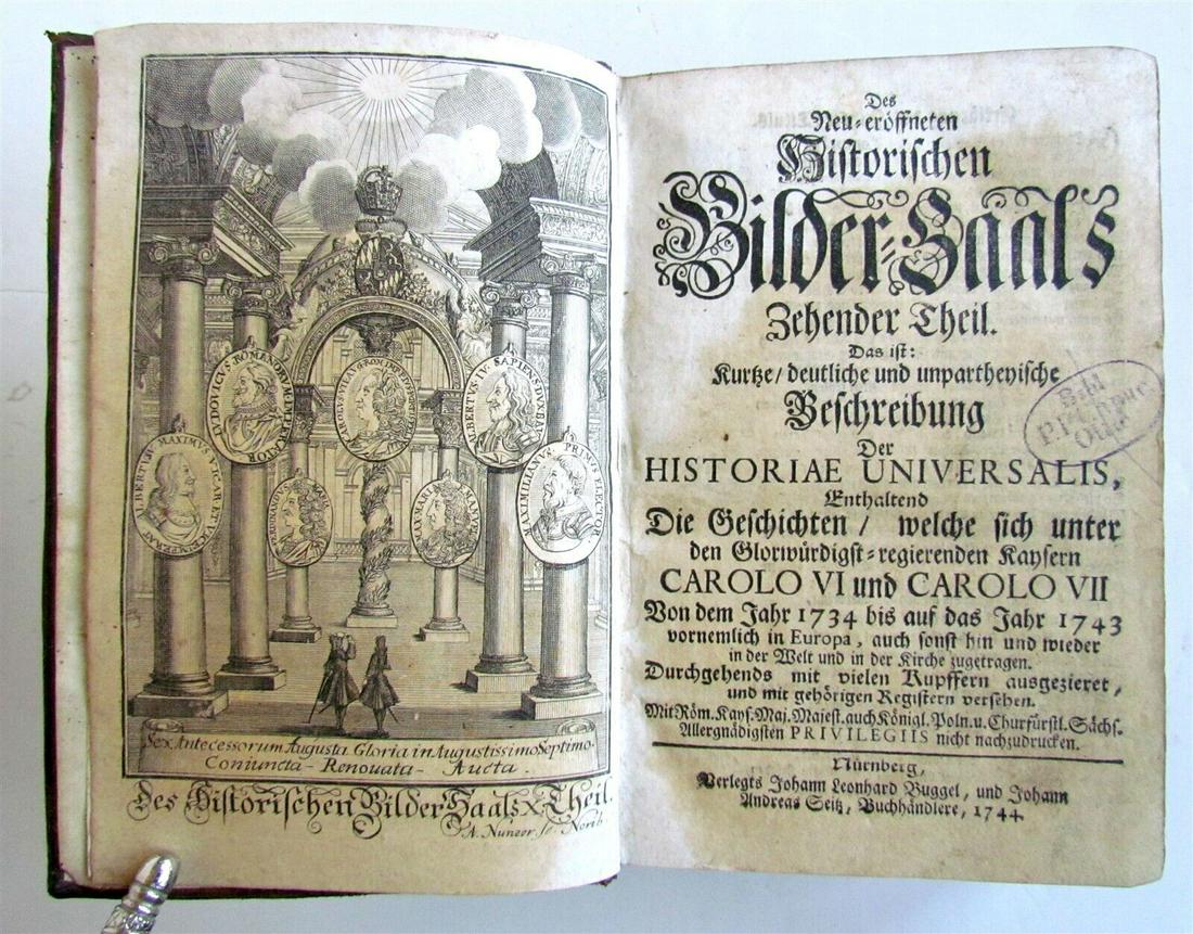 1744 ILLUSTRATED UNIVERSAL HISTORY antique in GERMAN (1 of 11)