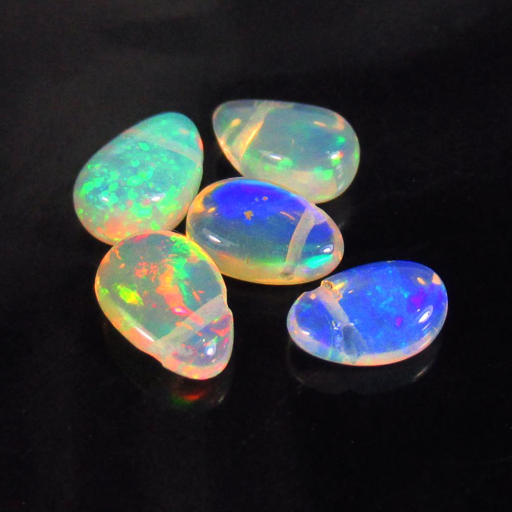 1.90 Ct Natural 5 Drilled Pear Multi-Color Fire Opal Beads (1 of 2)