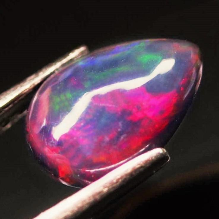 Unheated Natural Multicolor Welo Ethiopian Black Opal Pear Shape (1 of 3)