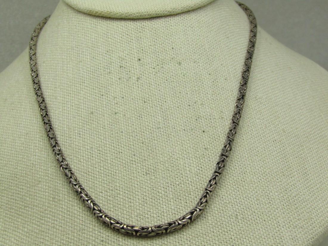 Vintage Sterling Byzantine Chain Necklace, 3mm", 18" Long, Signed BA (1 of 7)