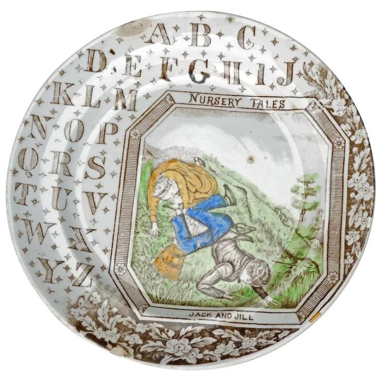 Victorian Transferware Child’s ABC Plate of Jack and Jill (1 of 5)