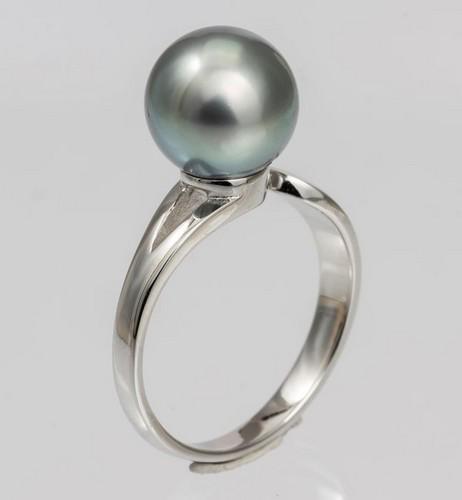 10x11mm Metallic Green Tahitian Pearl - 925 Silver - Ring (1 of 6)
